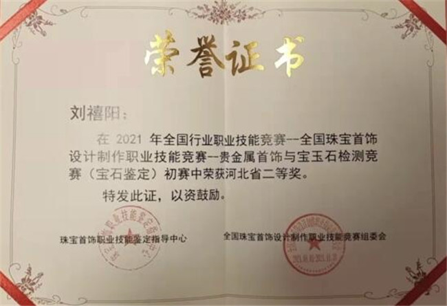 資源與工程技術(shù)學(xué)院寶石專業(yè)學(xué)生在全國技能鑒定大賽中獲三等獎
