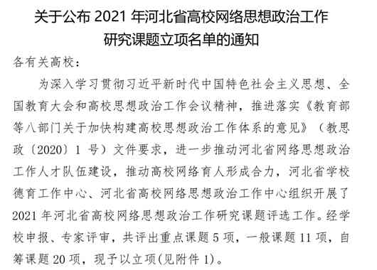 喜報：我校網(wǎng)絡(luò)思政工作研究課題成功立項！