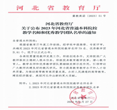 我校教師薛芳及工程與造價專業(yè)教學團隊分獲河北省“教學名師”、“優(yōu)秀教學團隊”榮譽稱號