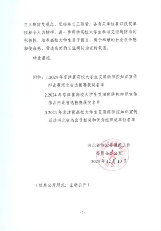【團(tuán)團(tuán)速遞】喜報(bào)|我校在2024年京津冀高校大學(xué)生艾滋病防控知識(shí)宣傳活動(dòng)省級(jí)競(jìng)賽中喜獲佳績(jī)