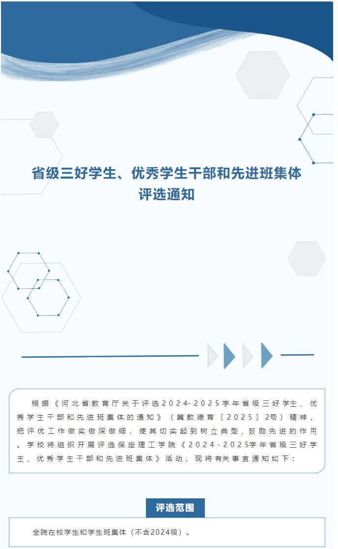 保定理工學(xué)院|信工學(xué)院|省級(jí)三好學(xué)生、優(yōu)秀學(xué)生干部和先進(jìn)班集體評(píng)選通知