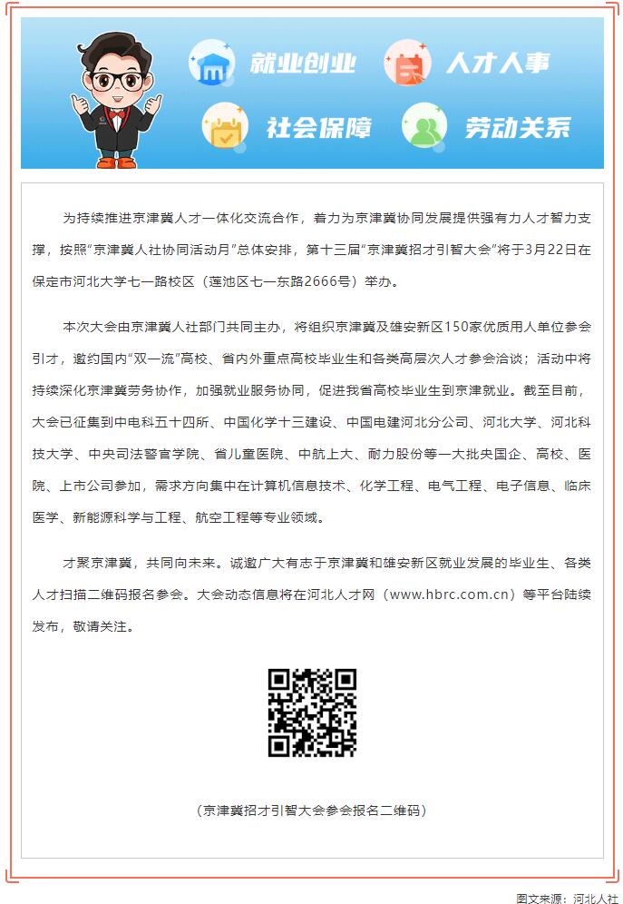 【招聘信息】3月22日啟動！第十三屆“京津冀招才引智大會”來了